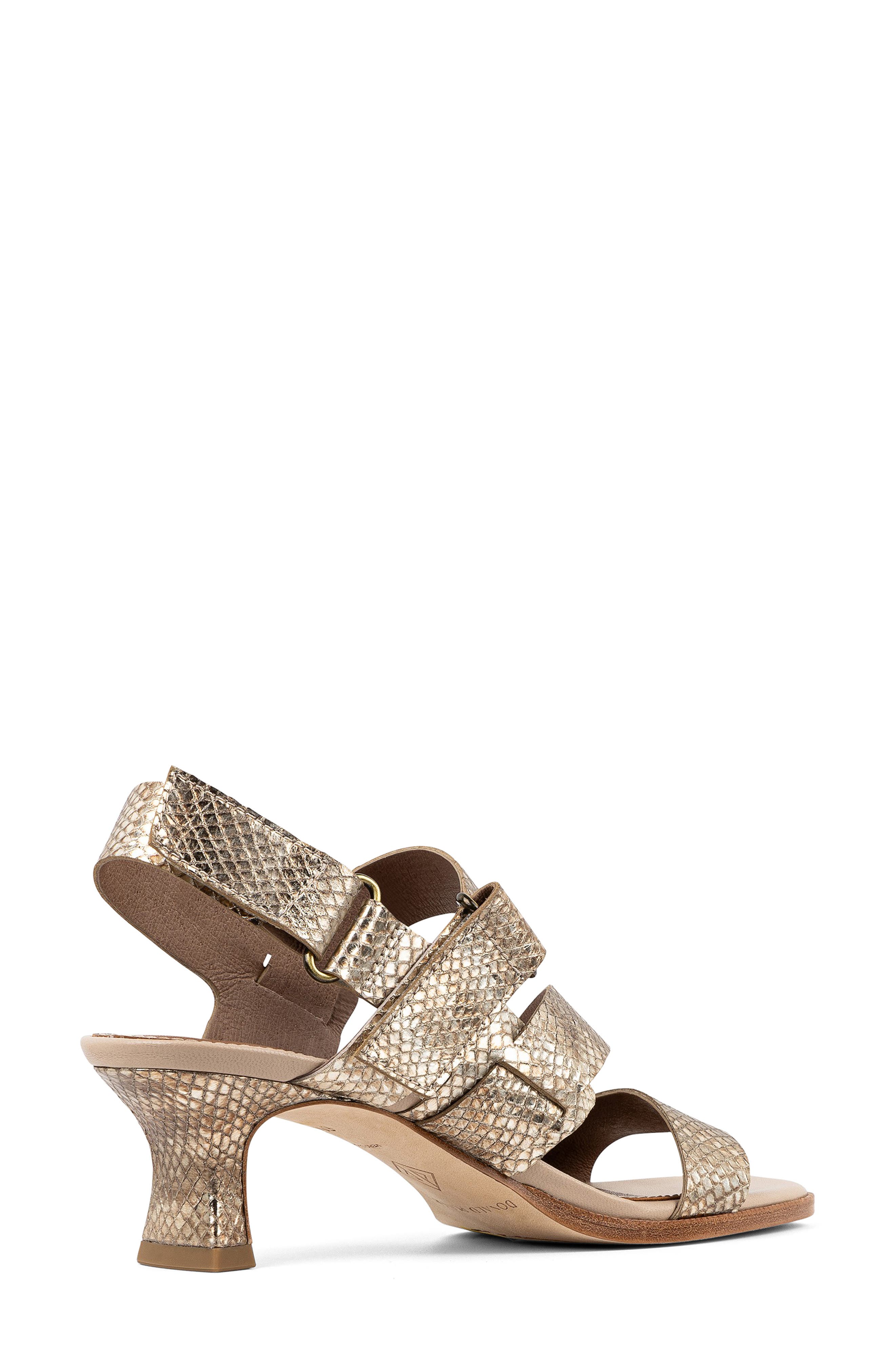 Donald Pliner Fisherman Kitten Heel Sandal, Alternate, color, Platino Embossed