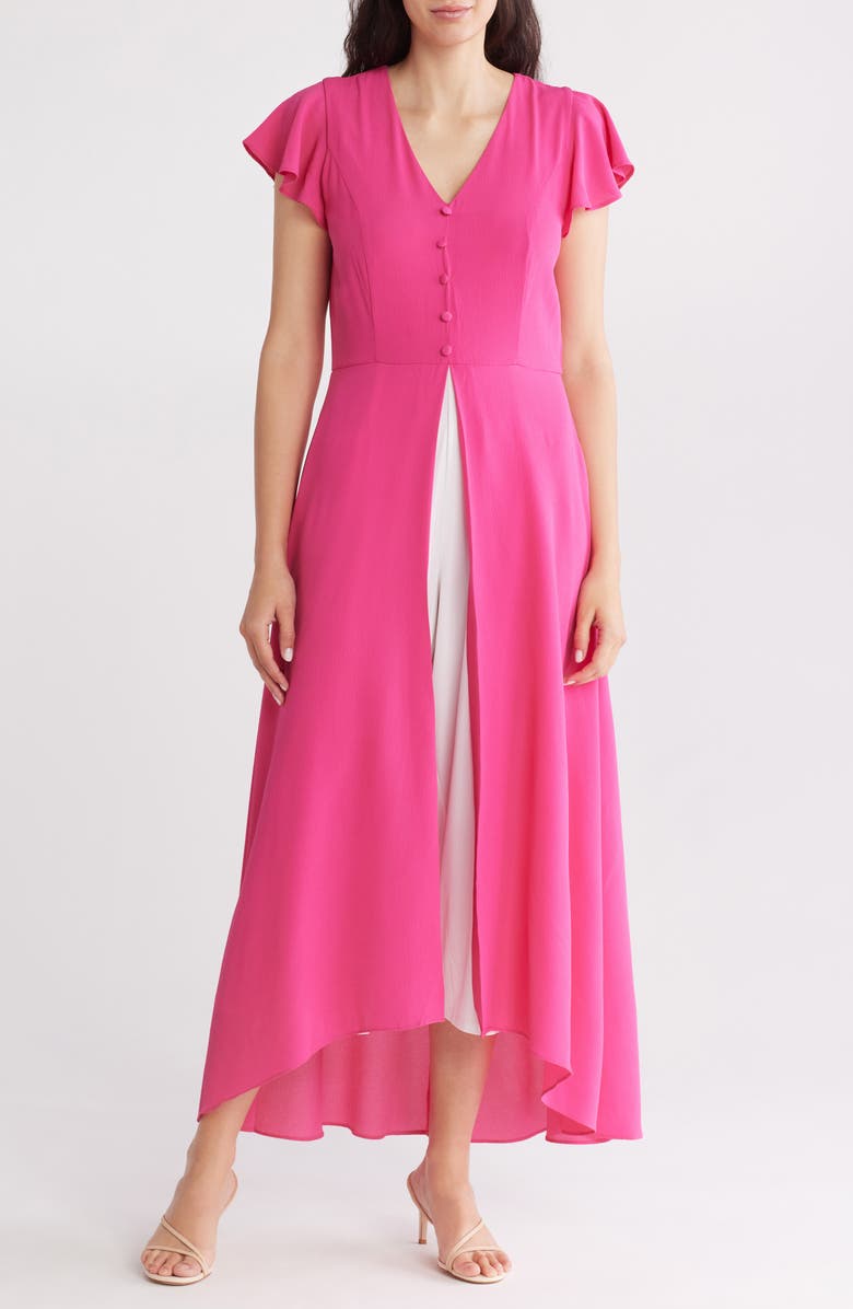 SANDRA DARREN Short Sleeve Maxi Jumpsuit, Main, color, Pink