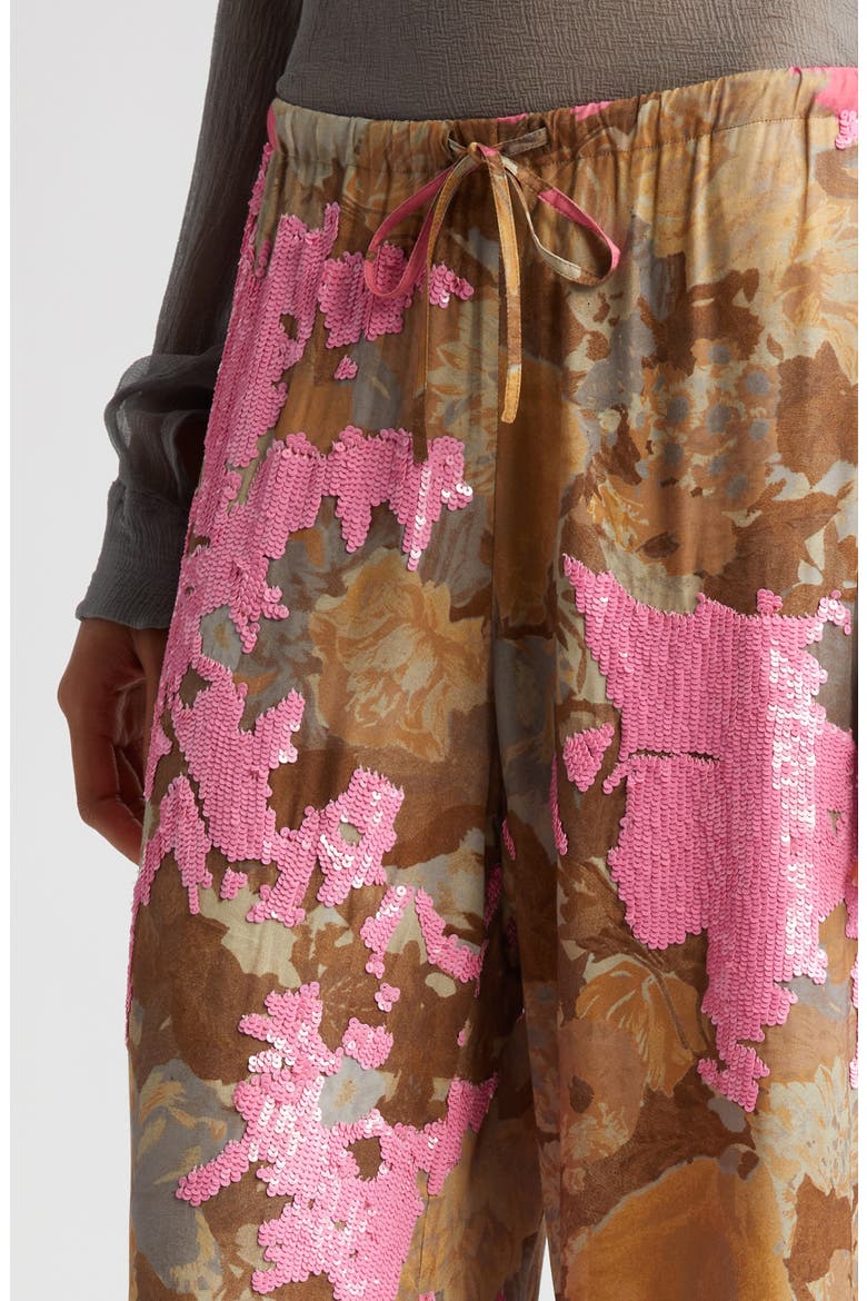 Puvis Floral Sequin Straight Leg Pants, Alternate, color, PINK 305
