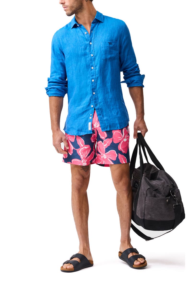 Broadford Floral Swim Trunks, Alternate, color, FUCHSIA