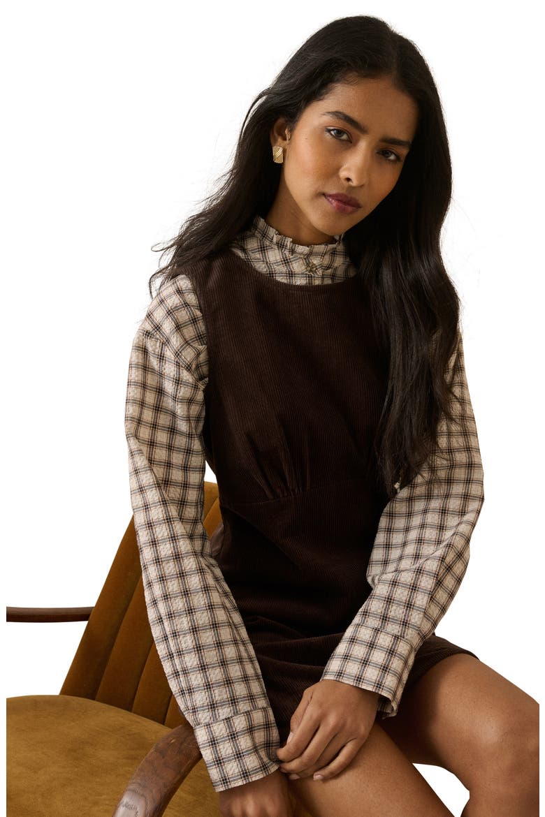 Vicky Cotton Corduroy Minidress, Alternate, color, BROWN