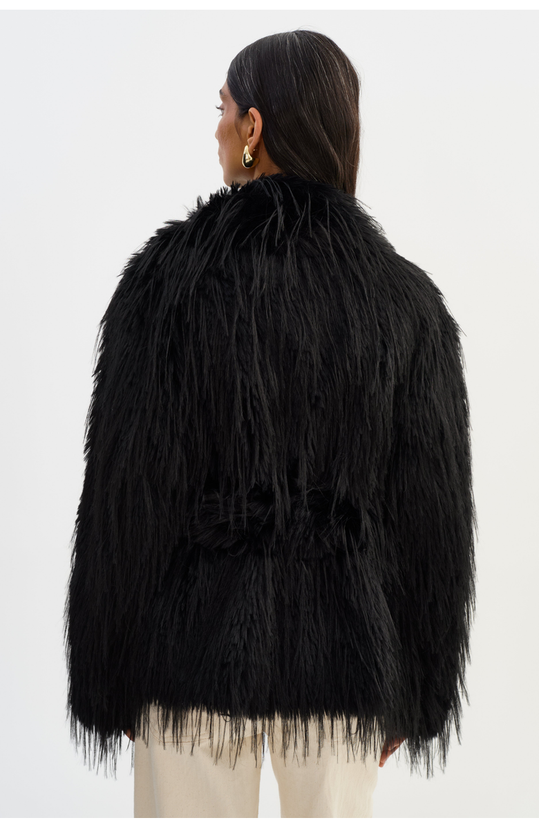 LAMARQUE Isla | Faux Fur Belted Coat, Alternate, color, Black