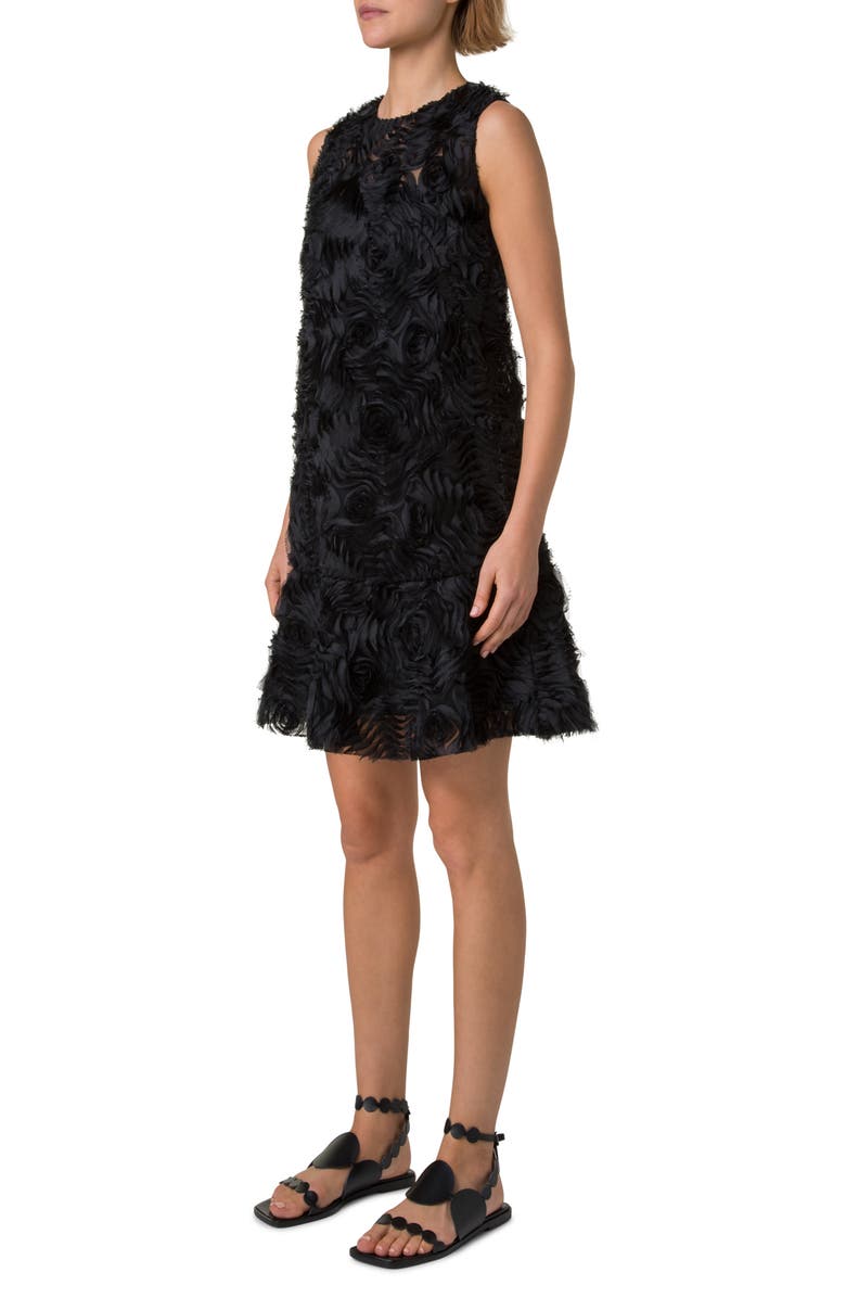 Akris punto Carnation Tulle Drop Waist Dress, Alternate, color, Black