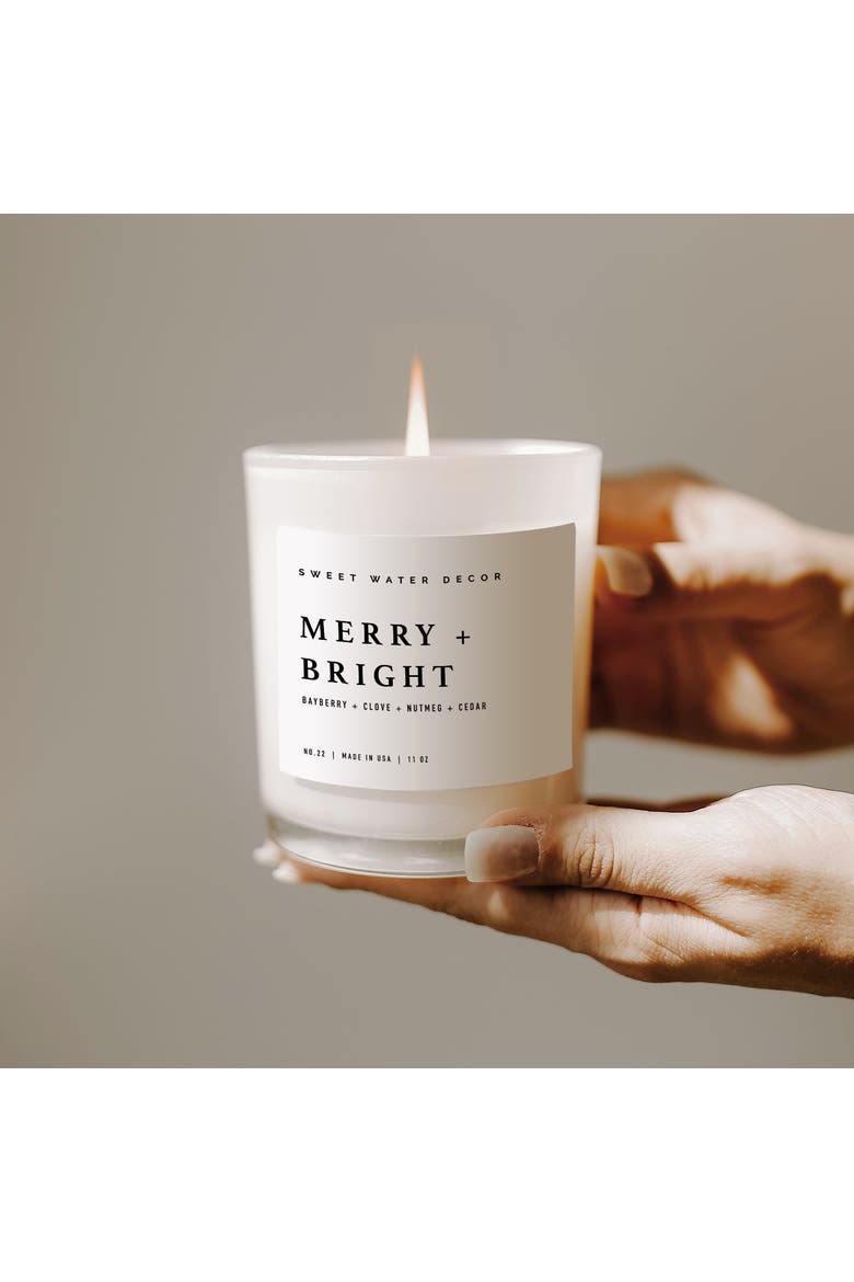 11oz White Jar Candle - Woods & Earthy Scents, Alternate, color, Merry and Bright