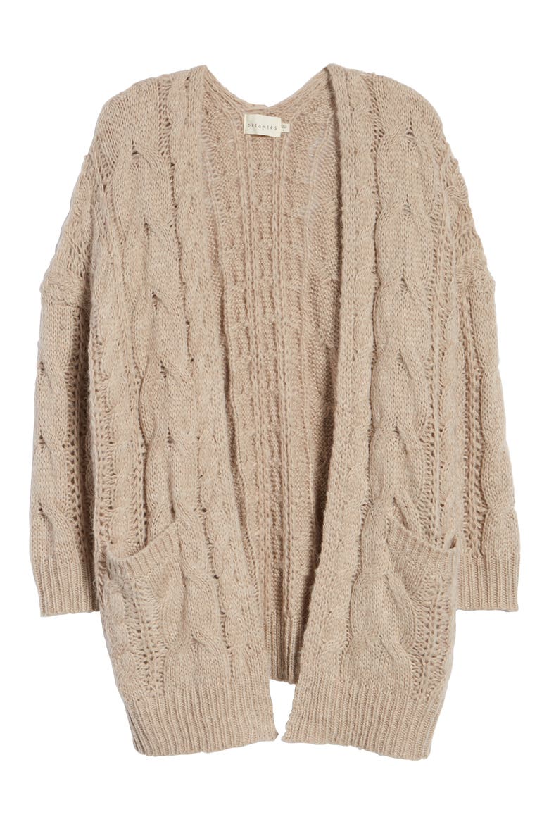 Chunky Cable Knit Cardigan, Alternate, color, TAUPE