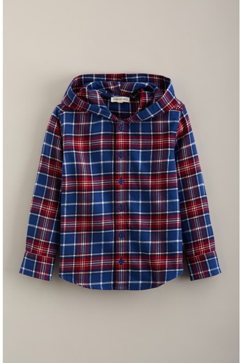 Kids' Hooded Plaid Button-Up Flannel Shirt, Main, color, BLUE VOYAGE GUARD PLAID