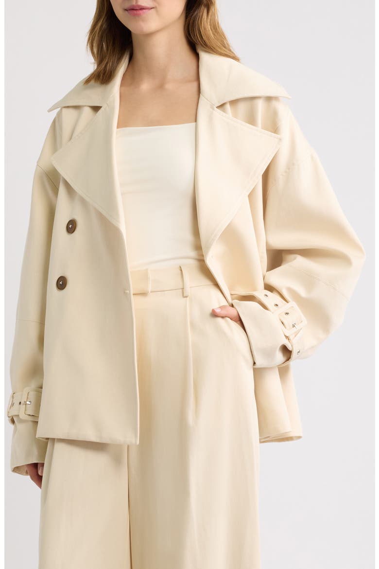 Double Breasted Short Trench Coat, Alternate, color, STONE