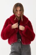 MissPap Faux Fur Cropped Collar Coat