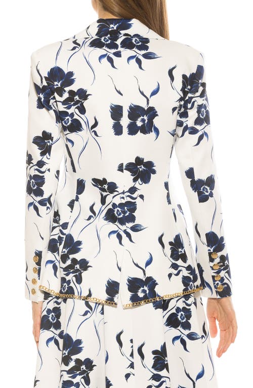 Alexia Admor Janet Chain Trim Blazer In Blue Floral