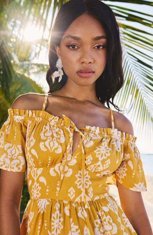 Lipsy Mustard Cold Shoulder Romper In Yellow