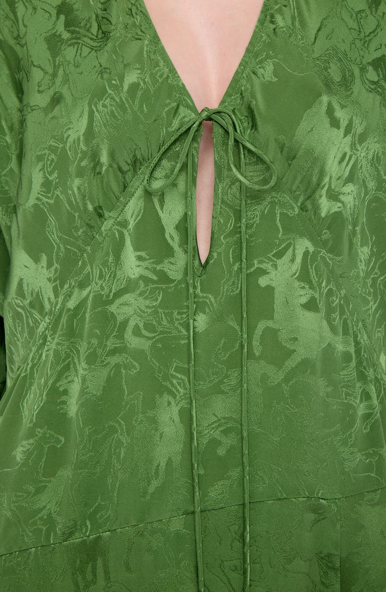 Zadig & Voltaire Rouna Horse Pattern Jacquard Long Sleeve Silk Dress, Alternate, color, Verveine