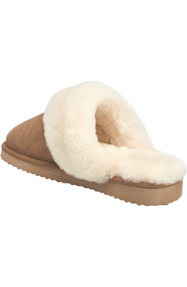 French Connection Gens Fur Band Open Slipper, Alternate, color, Chestnut