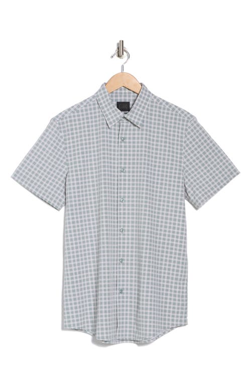 14TH & UNION 14TH & UNION GRID PRINT SHORT SLEEVE PERFORMANCE BUTTON-UP SHIRT