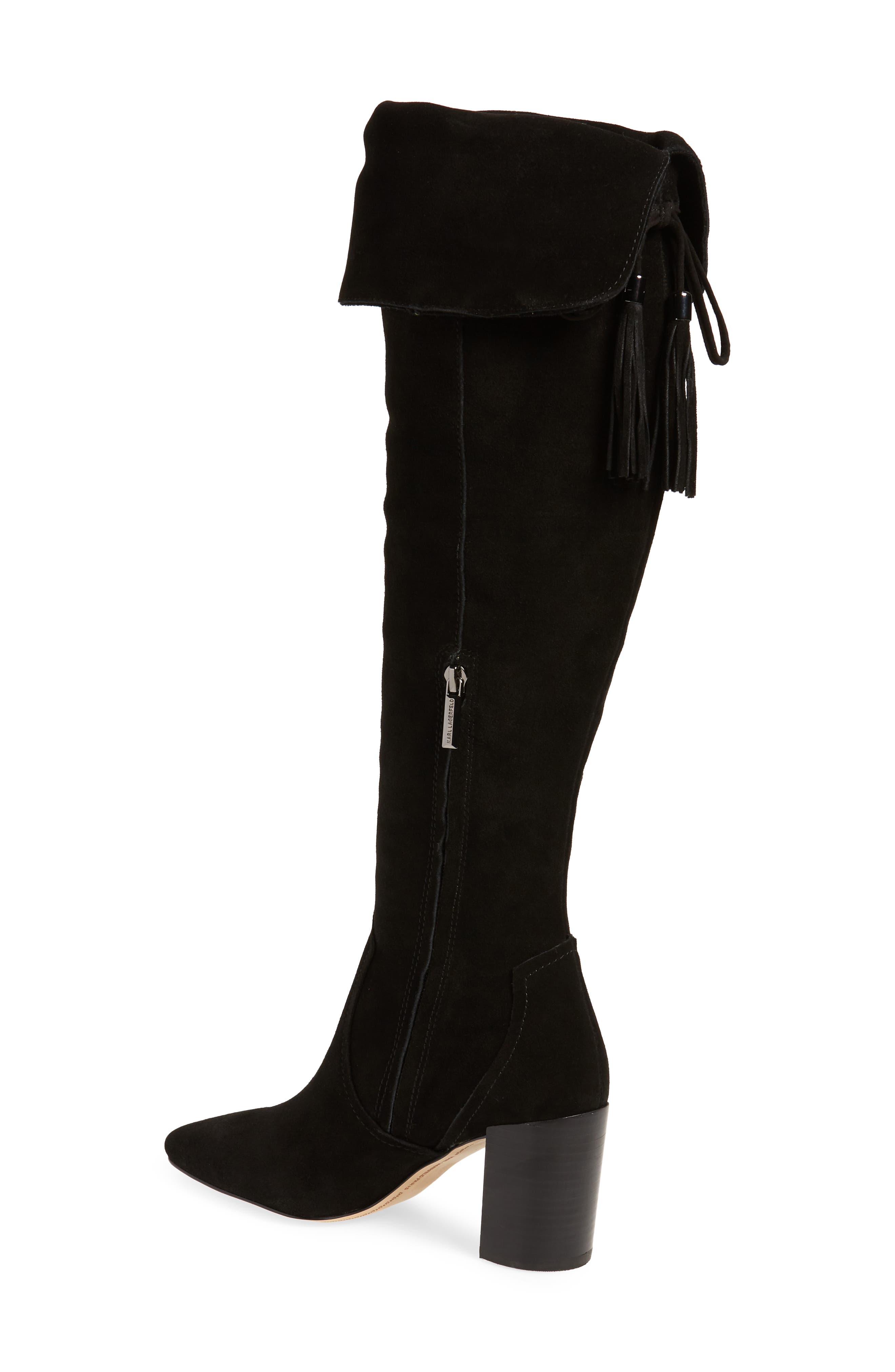 KARL LAGERFELD PARIS Razo Tassel Knee High Boot, Alternate, color, 