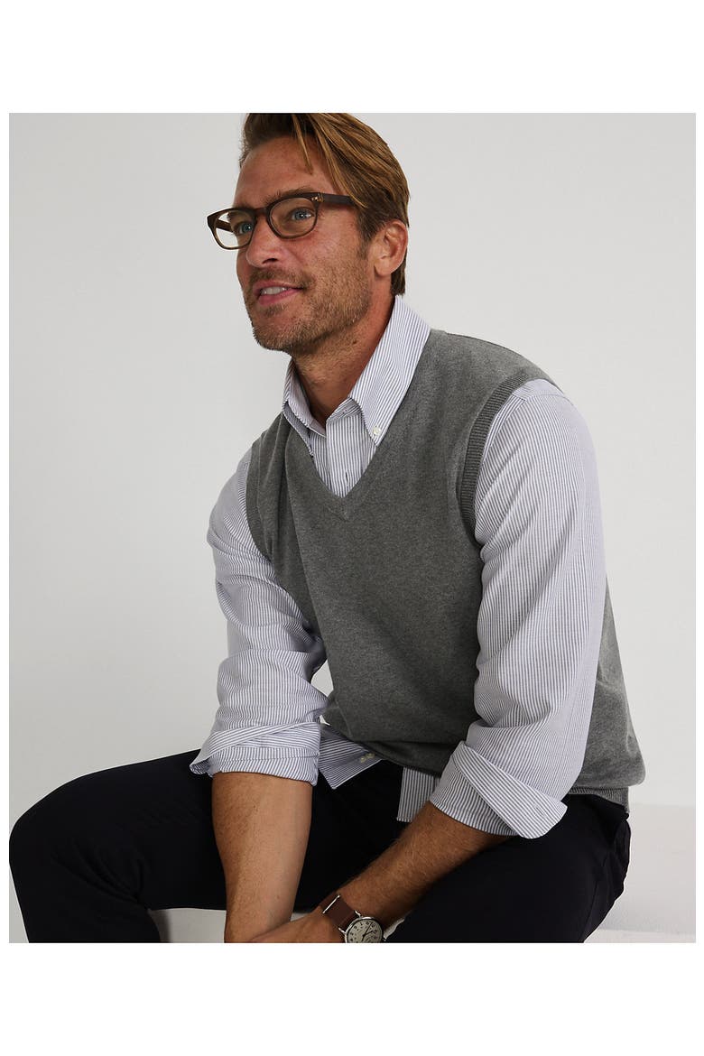 Fine Gauge Cotton Vest, Alternate, color, Charcoal Heather