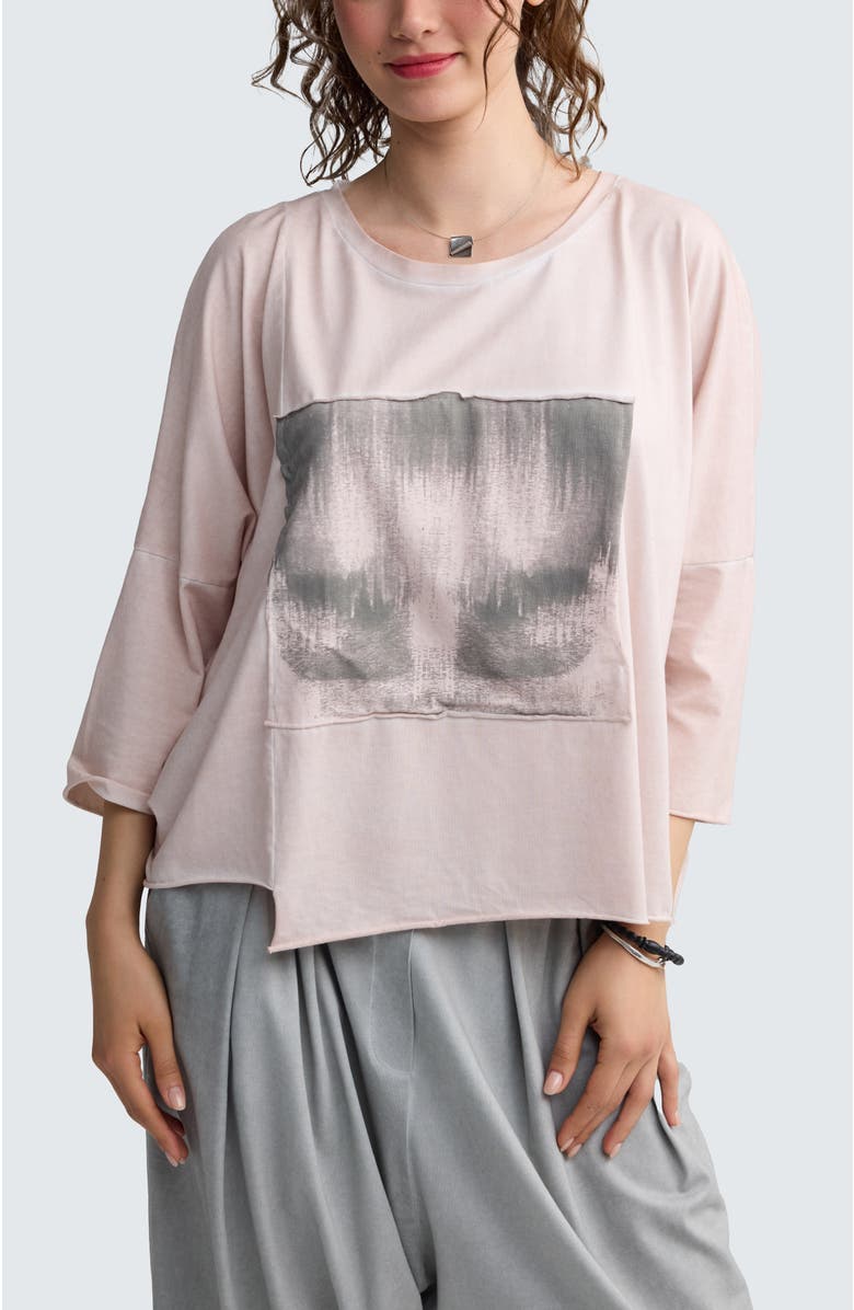 LUUKAA Rowena Two-Tone Patch Pocket Top, Main, color, Rose Quartz-Ash