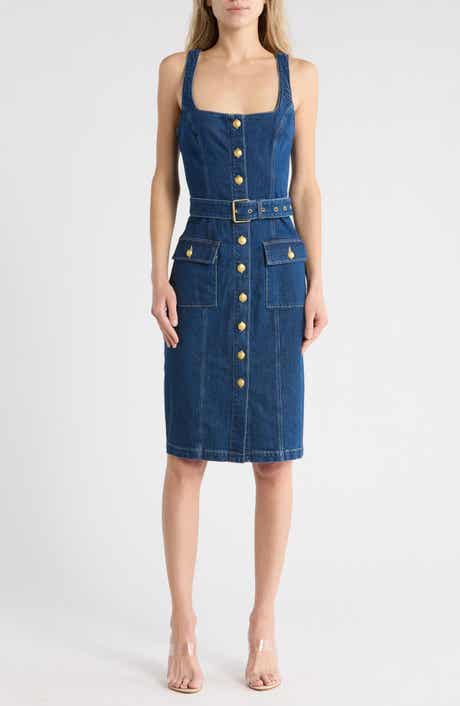 L'AGENCE Belted Denim Body-Con Dress