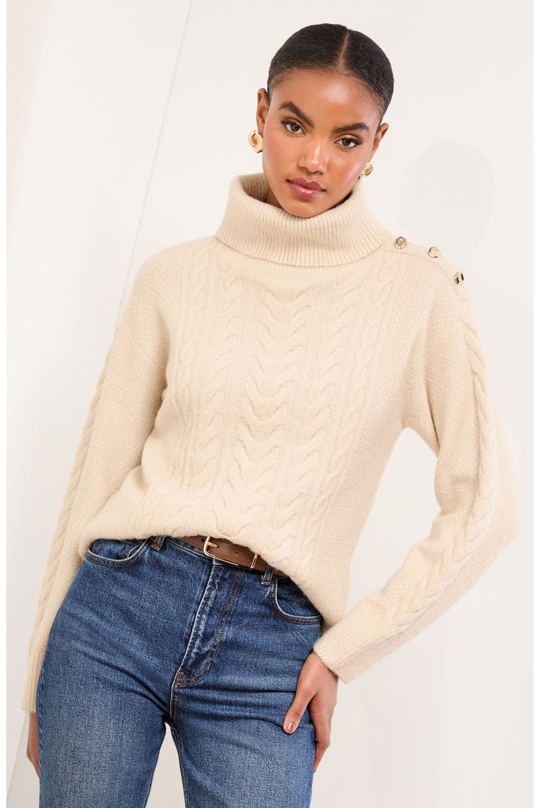 Cable Knit Turtleneck Sweater, Alternate, color, NEUTRAL