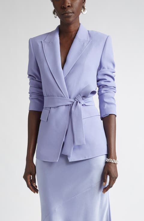 Belted Satin Back Crepe Wrap Jacket