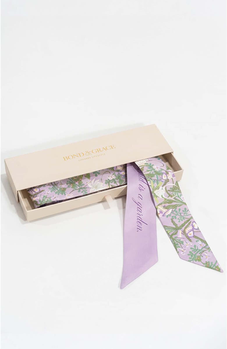 Bond & Grace Lavender Cottage Vines Silk Twilly Scarf, Alternate, color, Lavender