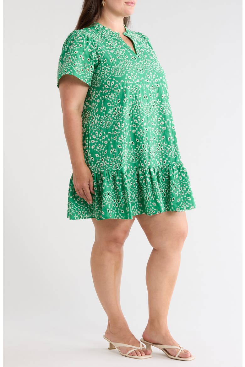 Viridiana Floral Eyelet Minidress, Alternate, color, KELLY GREEN