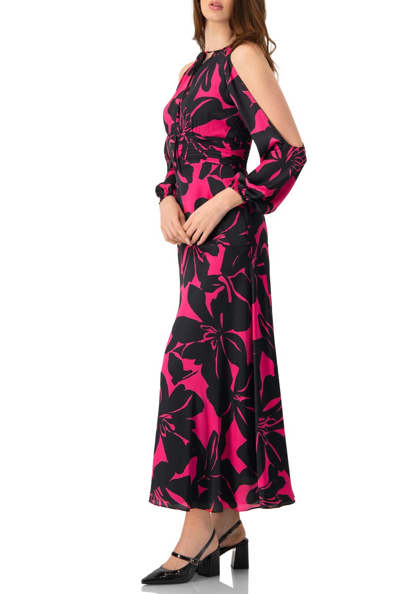 Off-Shoulder Long Sleeve Maxi Dress, Alternate, color, Fuchsia