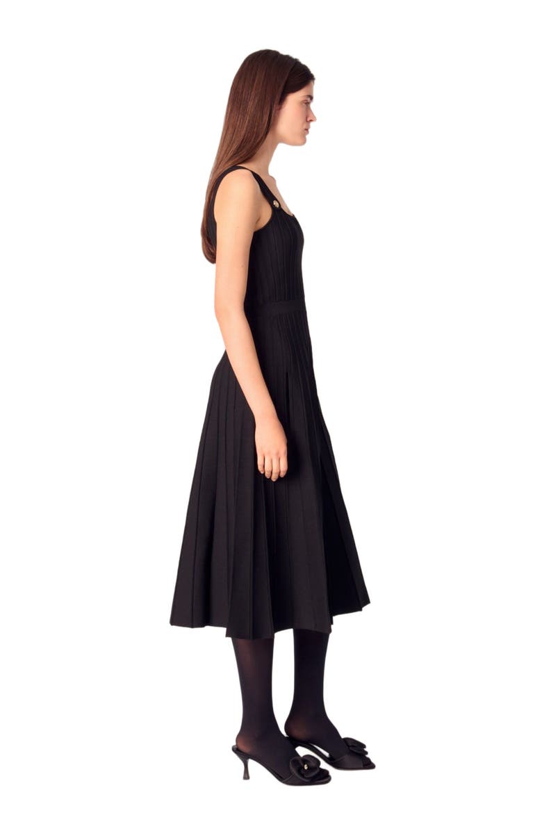 maje Pleated knit midi dress, Alternate, color,