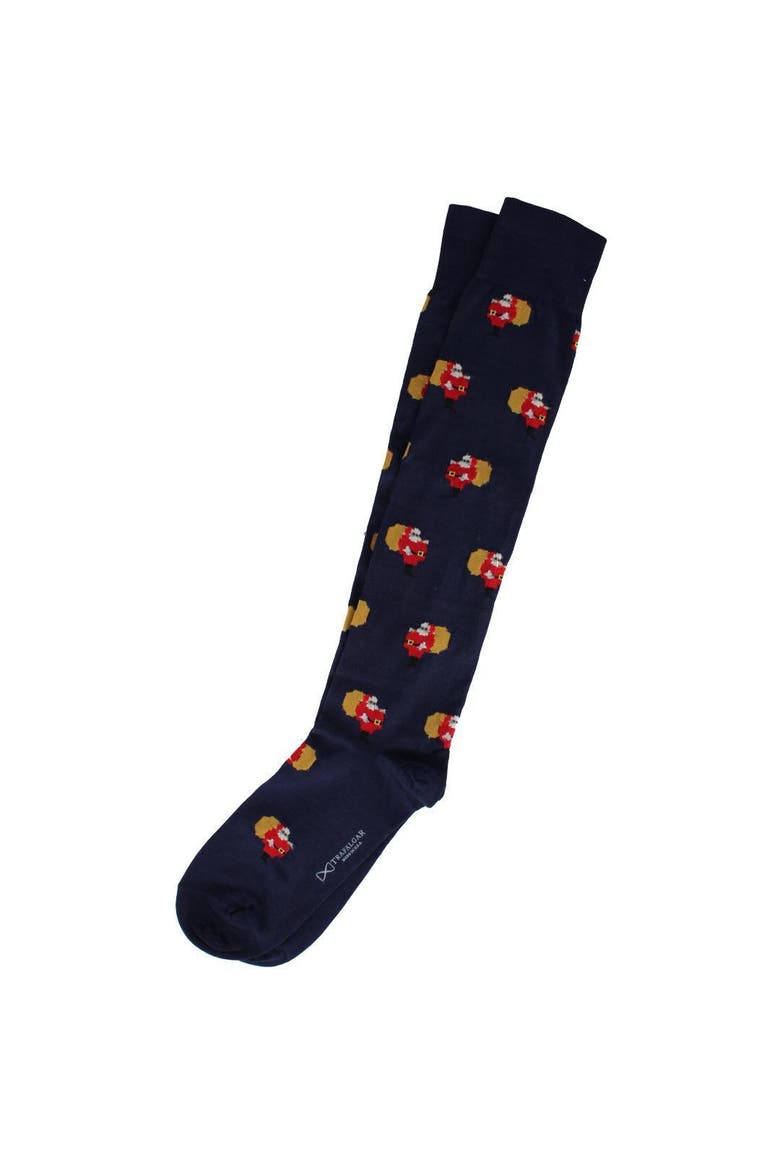 Santa's Delivery Novelty Over The Calf Mercerized Cotton Sock, Alternate, color, Navy Blue