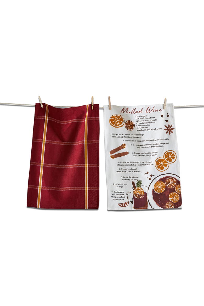 Set of 2 Multicolor Cotton Dishtowels for Everyday Use, Main, color, Red