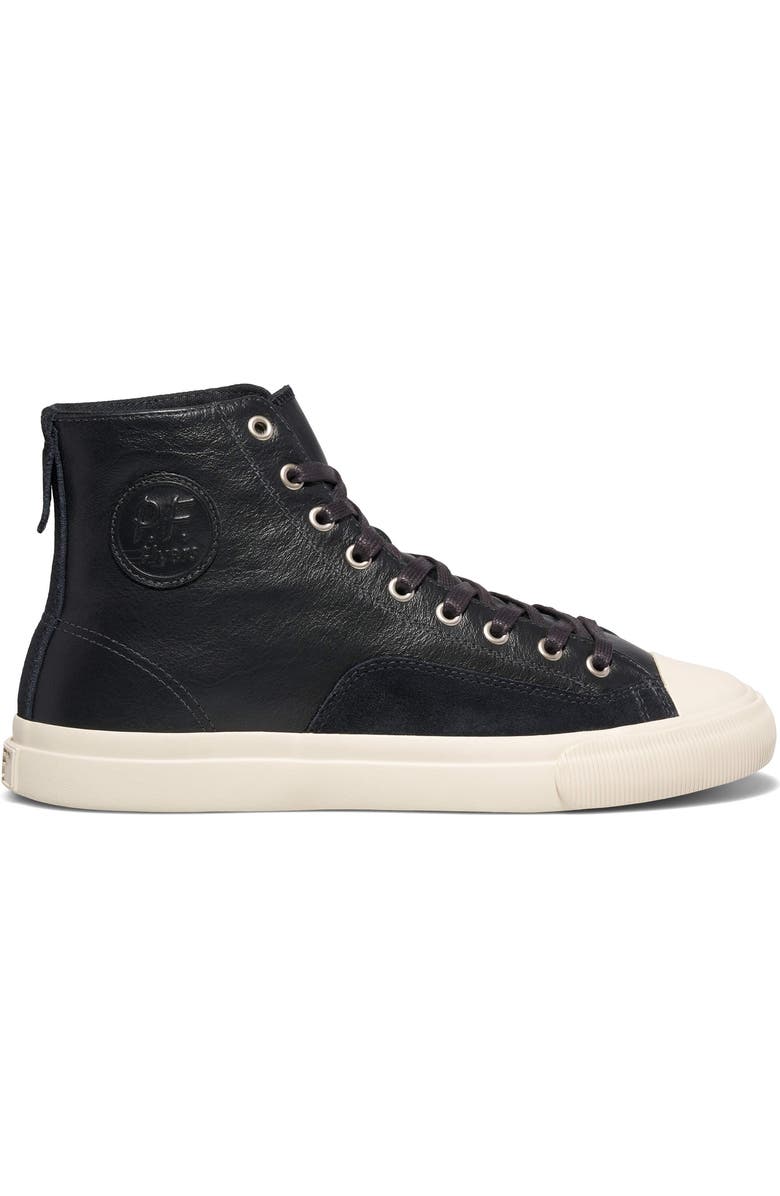 P.F. Flyers All-American Luxe High-Top Leather & Suede Sneaker, Alternate, color, Black