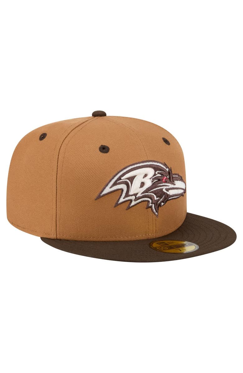 New Era Men's New Era  Light Brown/Dark Brown Baltimore Ravens Two-Tone Walnut 59FIFTY Fitted Hat, Alternate, color, Light Brown