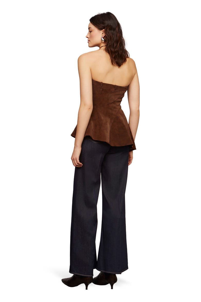 Augusta Bustier Peplum Top, Alternate, color, Toffee Swirl