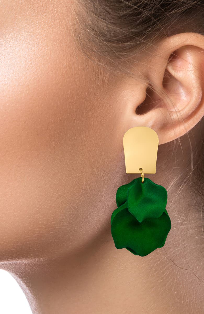 JARDIN Ginkgo Leaf Flutter Drop Earrings, Alternate, color, Green/ Gold