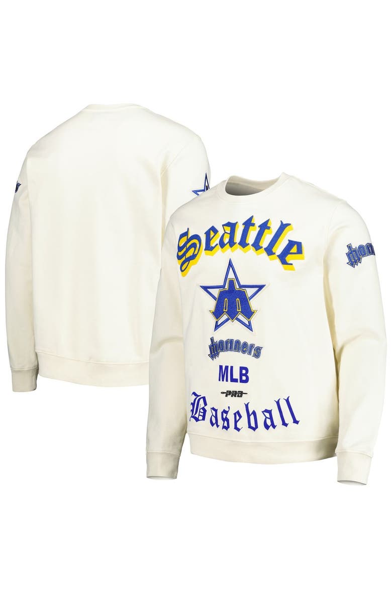 Men's Pro Standard Cream Seattle Mariners Retro Old English Pullover Sweatshirt, Main, color, Cream