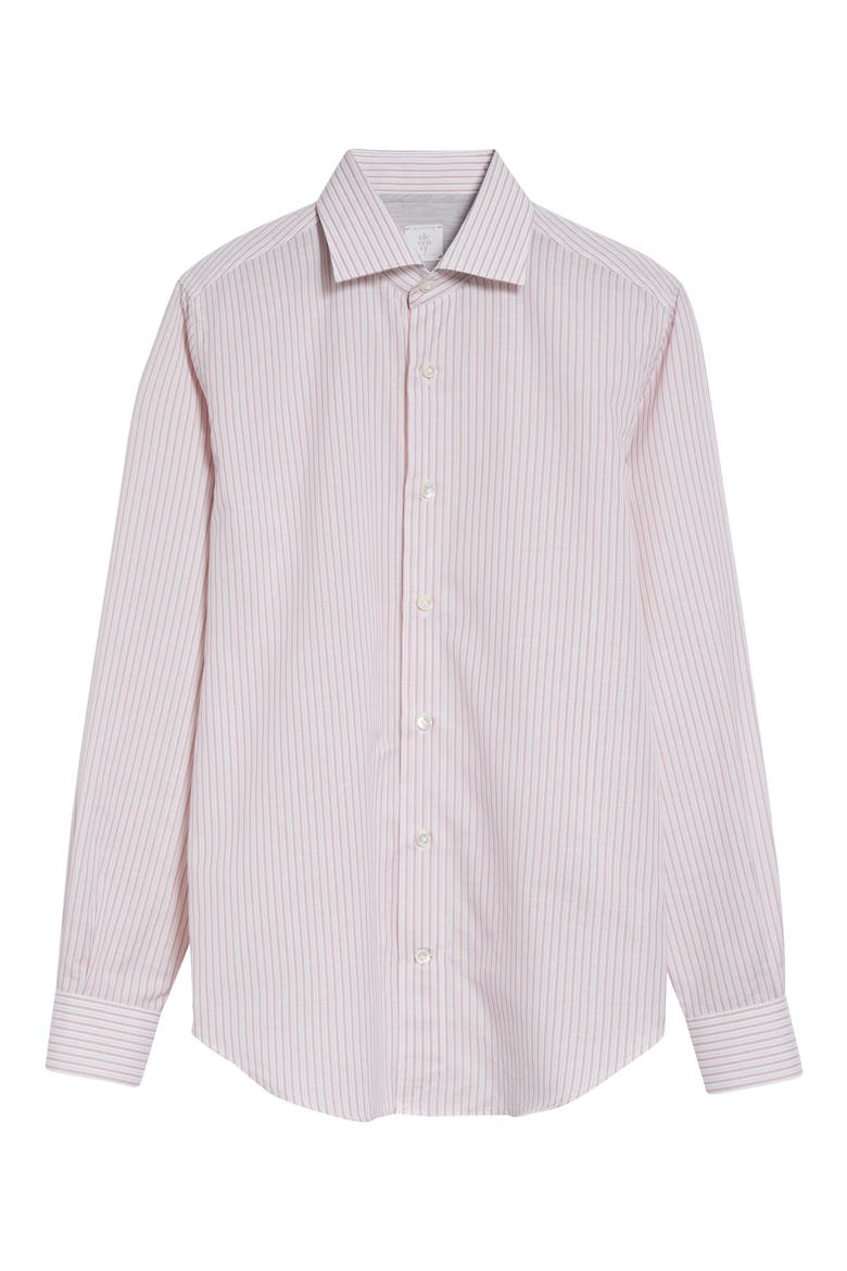 Dandy Collar Stripe Cotton & Linen Button-Up Shirt, Alternate, color, DUSTY PINK