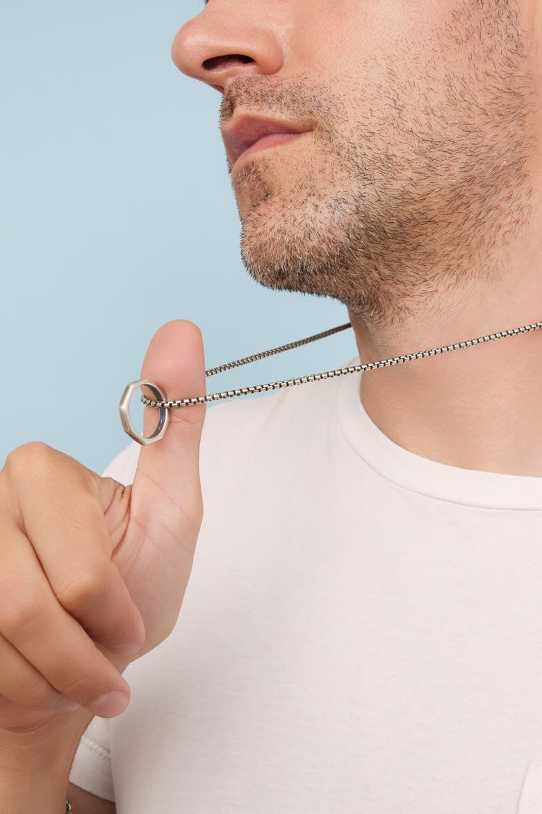 Mens Bolt Pendant Necklace in Sterling Silver, Alternate, color, Silver