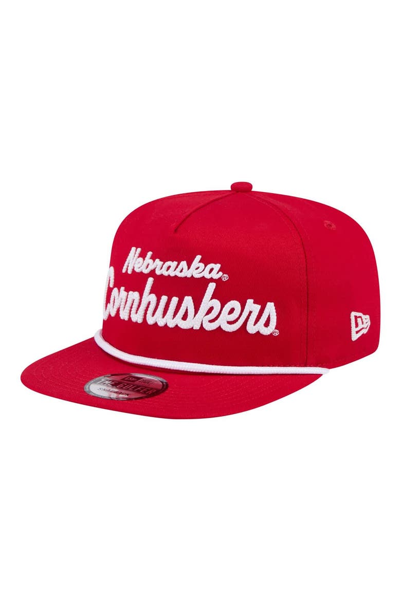 Men's New Era Scarlet Nebraska Huskers Team Text Golfer Snapback Hat, Alternate, color, Scarlet