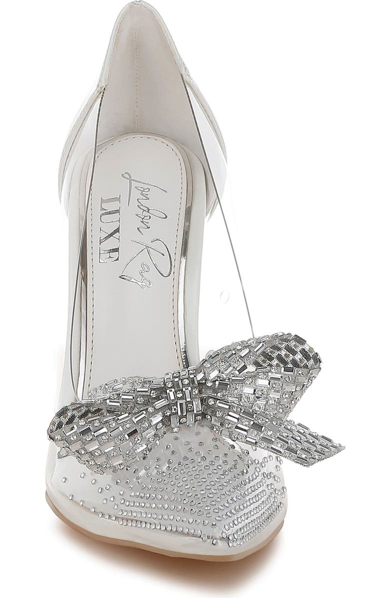 LONDON RAG Erika Crystal Embellished Bow Clear & Metallic Pump, Alternate, color, White