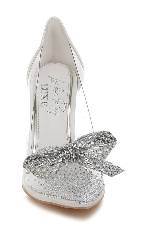 London Rag Erika Crystal Embellished Bow Clear & Metallic Pump In Animal Print
