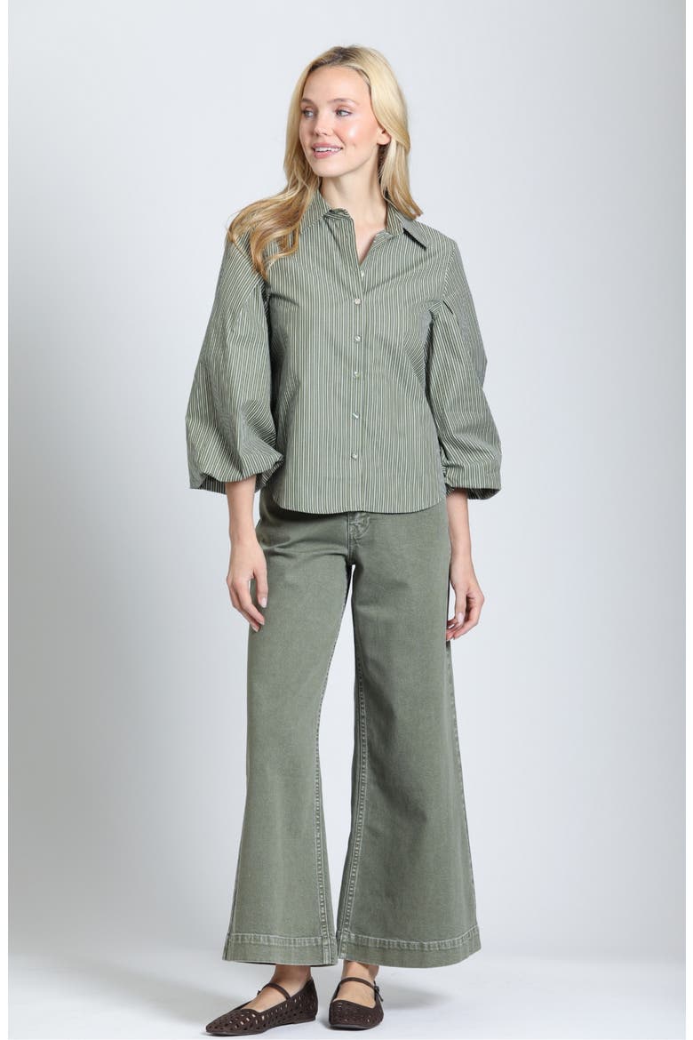 Godet Wide Leg Jeans, Alternate, color, OLIVE