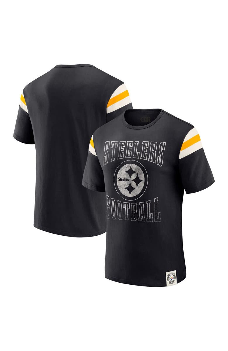 Darius Rucker Collection by Fanatics Men's Darius Rucker Collection by Fanatics Black Pittsburgh Steelers Football Stripe Sleeve T-Shirt, Main, color, Black