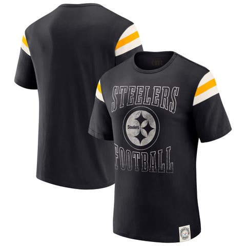 Men's Darius Rucker Collection by Fanatics  Black Pittsburgh Steelers Football Stripe Sleeve T-Shirt