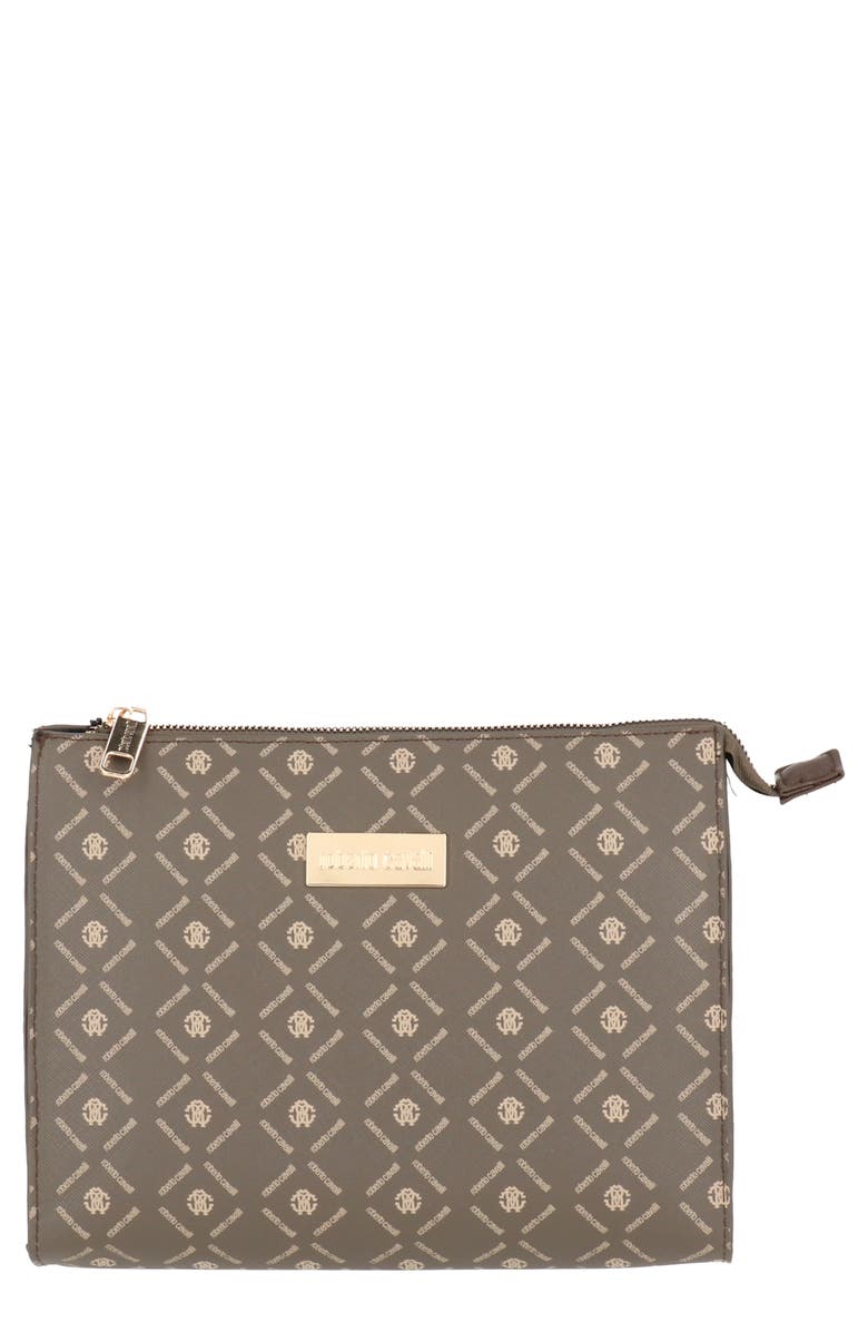 Roberto Cavalli Monogram Top Zip Pouch, Main, color,