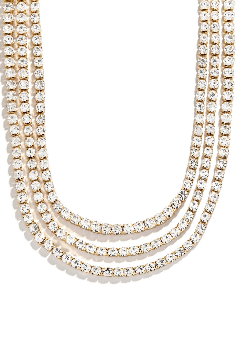 BaubleBar Alexandria Layered Crystal Necklace, Alternate, color, Clear