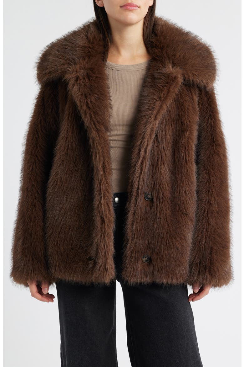 Ellery Faux Fur Coat, Main, color, DARK BROWN