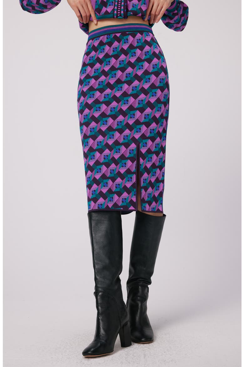 Gusta Geometric Knit Pencil Skirt, Main, color, STAGE BOSS PINK