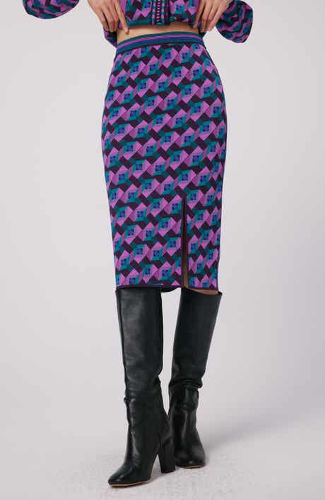 Gusta Geometric Knit Pencil Skirt