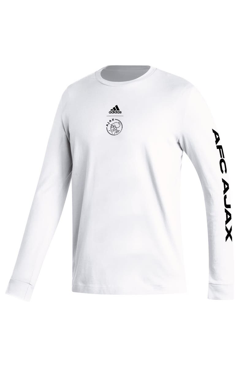 adidas Men's adidas White Ajax Team Crest Long Sleeve T-Shirt, Alternate, color, White