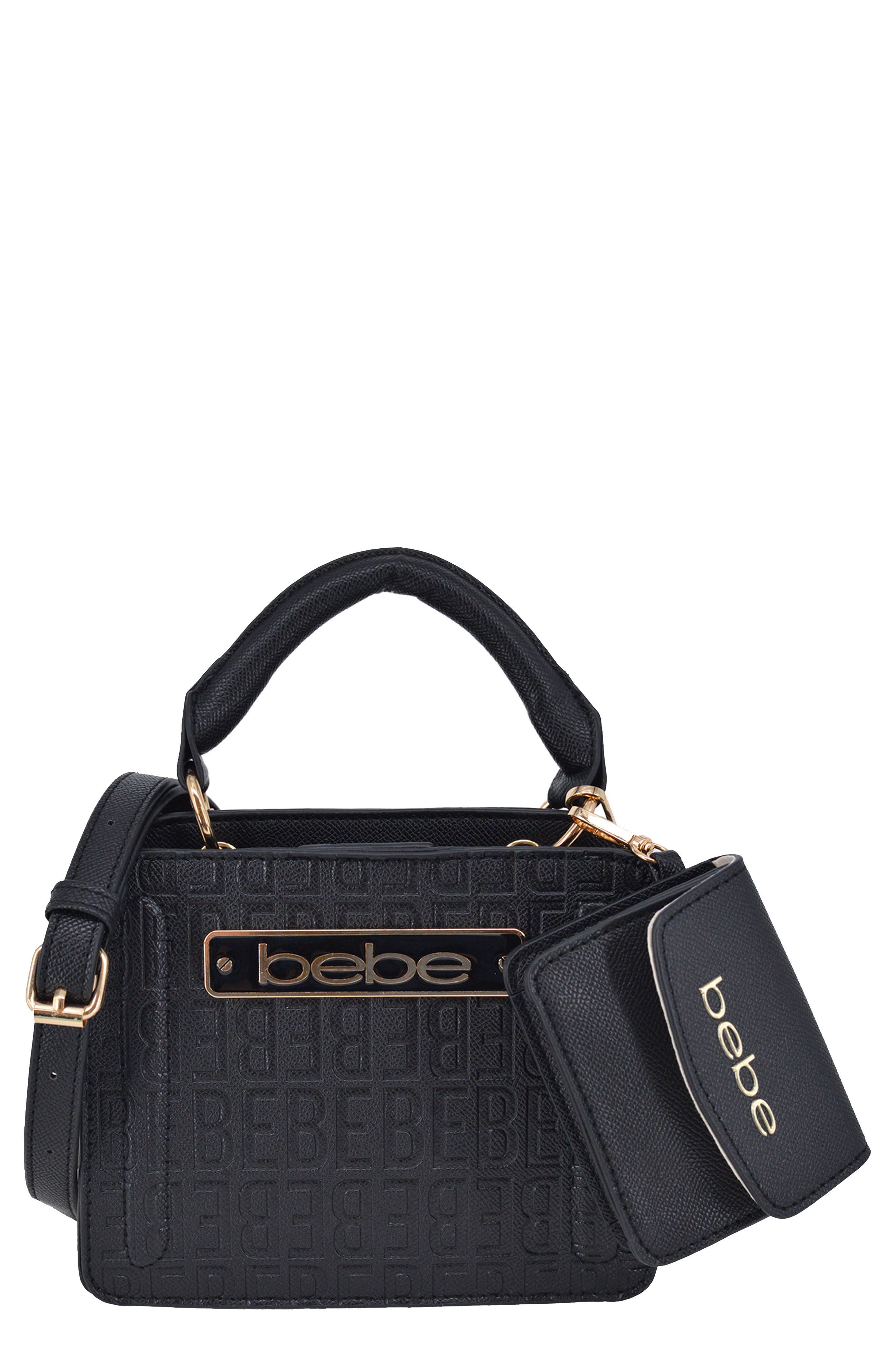 bebe Thea Mini Satchel with Pouch, Main, color, Black