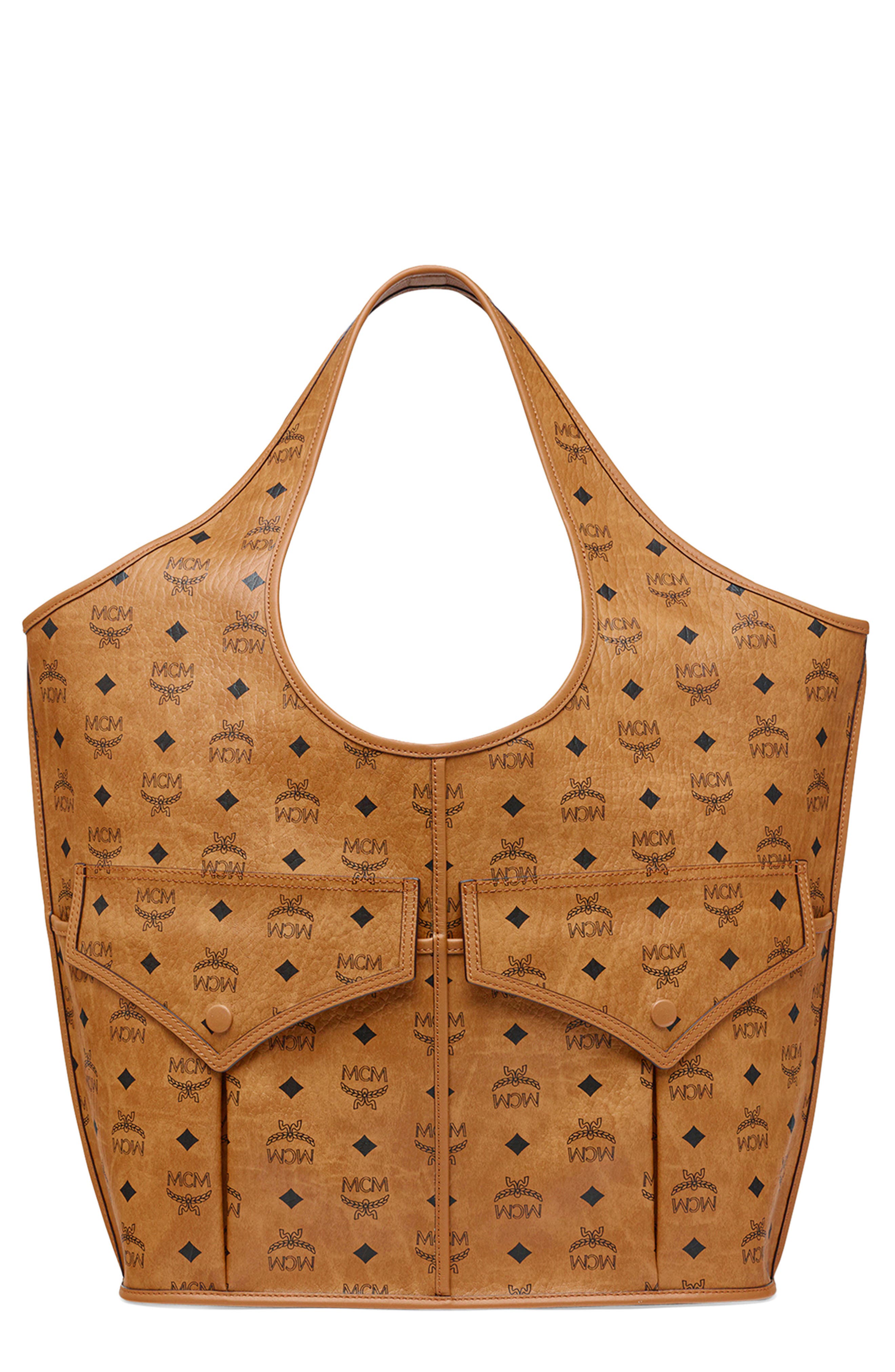 Leni Shopper in Visetos, Main, color, COGNAC